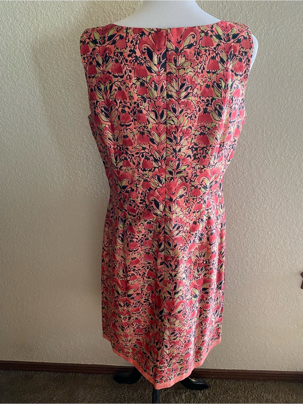 Peruvian Connection Floral Coral Floral V-Neck Pima Cotton Dress Summer: 14 - Picture 5 of 9